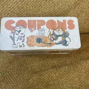 Lata Cupón Gato Años 80 Vintage "Cupones" Lata Con Gatos e Hilo Abuela Núcleo  - Imagen 1 de 11