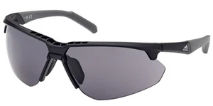 Adidas Men's Matte Black Semi-Rimless Wrap Sunglasses w/ Bonus Lens SP0042-02A79 - Picture 1 of 4