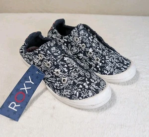 Roxy Bayshore Slipper Turnschuhe Blumenmuster marineblau weiß Canvas Damengröße 7 " - Bild 1 von 11