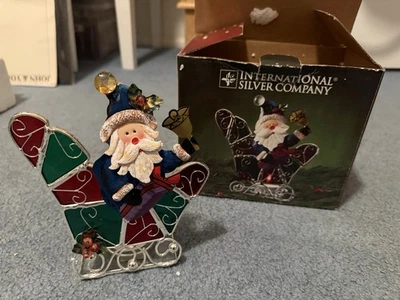Витражный подсвечник Santa на санях от International Silver Co - Изображение 1 из 3
