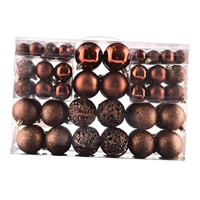 Рождественские шары елочные украшения, небьющиеся рождественские украшения набор коричневый - Изображение 1 из 4