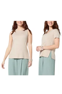 WynneLayers Women's 2-pack Micro-Rib Tee & Tank Set Sand - Picture 1 of 1