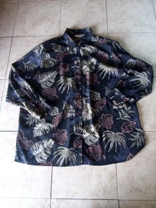 Camicia leggera donna Liz Baker vintage nera safari stampa animalier bottoni 1x - Foto 1 di 10