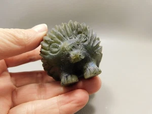 Hedgehog Figurine Labradorite Carved 2 inch Stone Animal #O2 - Picture 1 of 8