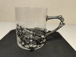 Taza taza gótica con diamantes de imitación de vidrio transparente esqueleto con joyas Halloween - Imagen 1 de 9