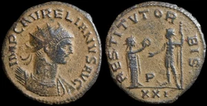 Aurelian. Ancient coin Rome. Rare type: Restitutor BIS. Siscia 270–275 AD. #1517 - Picture 1 of 3