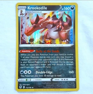 Juego de cartas coleccionables Pokémon holográficas raro tempestad plateada Krookodile #113 - Imagen 1 de 5