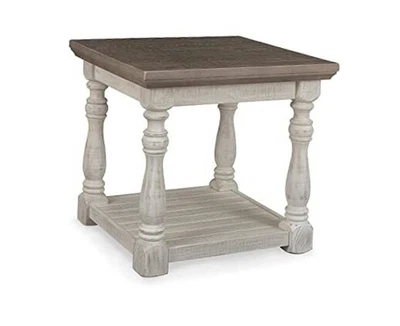  Mesa auxiliar rectangular Havalance Farmhouse, estante de piso, madera, 26" con gris/blanco Foto 1 de 4