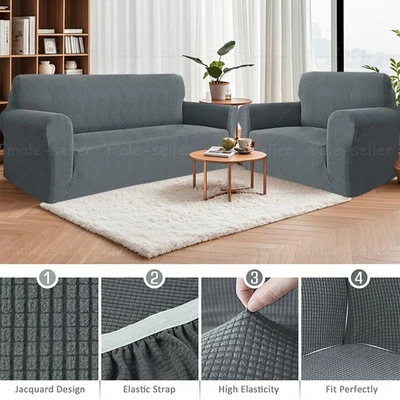 FUNDAS DE SOFÁ ELÁSTICAS PREMIUM Funda Protectora Sofá 1/2/3/4 Plazas EE. UU. Foto 1 de 4