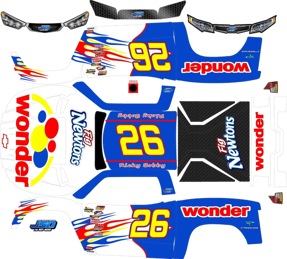TRAXXAS XMAXX RICKY BOBBY WONDER Tema Envoltura Calcomanías Pegatinas CUERPO DE STOCK Foto 1 de 1
