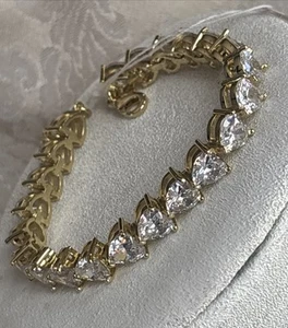 Park Lane Impression Bracelet Be Mine Clear Cz Hearts Goldtone 7-9” Signed NWTIB - Picture 1 of 24