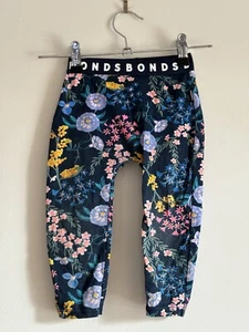 BONDS Stretchies Leggings Blue Floral Size 1 (12-18 Months) Pants Baby Girls - Picture 1 of 10