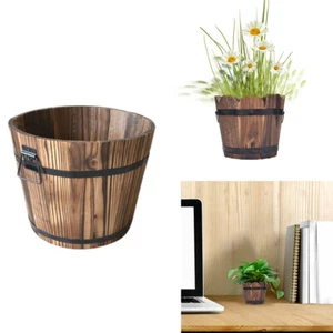 Succulent Flower Pot Wooden Bucket Flower Planter Holder Pots Balcony Decor - Picture 1 of 11
