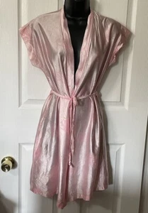 Vintage 70s Julie Girl Robe Women Small Pink Floral Belted Sleeveless Pockets - Picture 1 of 9