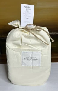 Restoration Hardware Italian Washed Sateen Paisley Queen Bed Skirt Linen $169 - Picture 1 of 8