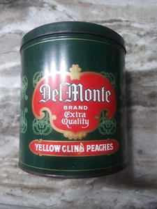 Vintage Del Monte Brand Yellow Cling Peaches Metal Tin with Lid - Picture 1 of 3