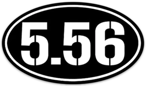 BLACK Oval 5.56 Sticker (5.56 NATO AR15)  Die-cut Oval STICKER - Picture 1 of 1