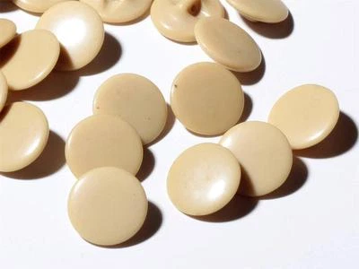 Lot (24) Czech Vintage beige round glass buttons 13mm - Image 1 of 2