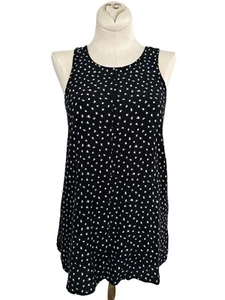 Madewell Womens XS Black Geometric Sleeveless Top Round Neck Viscose Tank Blouse - Picture 1 of 5