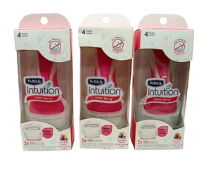 3 X SCHICK INTUITION ISLAND BERRY WOMENS RAZOR HANDLE WITH 2 REFILLS NEW. - Picture 1 of 1