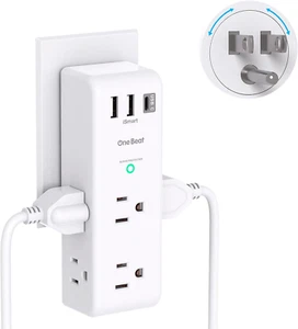 Surge Protector Outlet Extender Rotating Plug 6 AC Multi 3 USB Ports (1 USB C) 1 - Picture 1 of 11