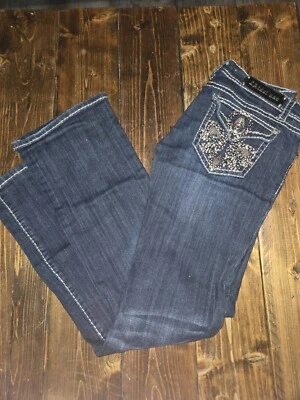 La Idol USA Jeans Women Size 9 Blue Denim  Bling Pockets 30x31 measured - Image 1 of 4