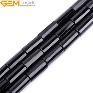 Natural AA Black Onyx Agate Gemstone Loose Beads Jewelry Making Faceted Column
