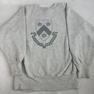 Vintage 90s Columbia Univ Champion Reverse Weave WarmUp Grey M Or S Crest - Picture 1 of 8
