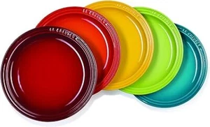 Le Creuset Dish Round Plate LC 23 cm Rainbow Heat & cold Resistant Set of 5 - Picture 1 of 7