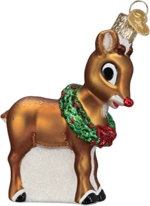 Rudolph das Rentier mit der roten Nase Glas mundgeblasen Ornament für Weihnachtsbaum - Bild 1 von 12