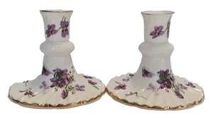 Hammersley Victorian Countryside Violets Bone China Candlestick Holders Candle - Picture 1 of 6