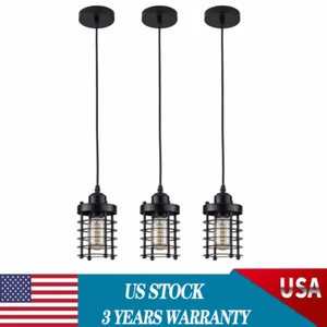 3-Pack Rustic Pendant Lights - Vintage Industrial Ceiling Fixtures - Picture 1 of 16