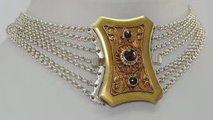 Antikes Trachten Collier - Jugendstil um 1900-Böhmische Granatsteine 800 Silber  - Picture 1 of 6