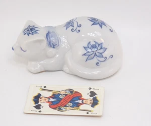 Vintage Japan Collectable Andrea by Sadek Blue & White Cat - Picture 1 of 7