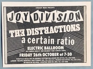 JOY DIVISION 1979 vintage CONCERT ADVERT THE DISTRACTIONS A Certain Ratio - Picture 1 of 3