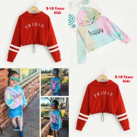 Teen Kids Girls Letter Tie-Dye Print Hoodies Sweatshirts Pullover Tops Clothes Teen Kids Girls Letter Tie-Dye Print Hoodies Sweatshirts Pullover Tops Clothes