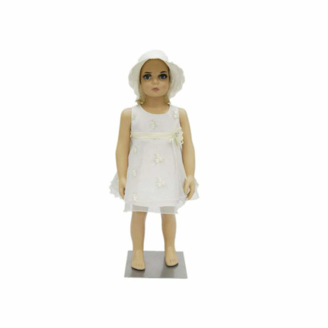 51-Inch Glossy White Child/Youth Mannequin Form - Polypropylene, Weighted Base, Detachable Arms - View #2