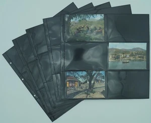 LOT 5 FEUILLES SAFE FOND NOIR POUR CPA 6 CASES RECTO VERSO HORIZONTALES - Imagen 1 de 1