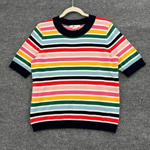 Boden Rachel Knit Tee Sweater Jumper Size M Rainbow Stripe Short Sleeve Casual - Picture 1 of 12