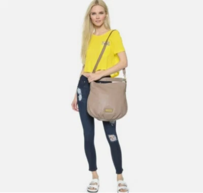 Bandolera MARC JACOBS Q Hillier Grande Cuero Italiano Hobo Cemento Gris Topo Foto 1 de 4