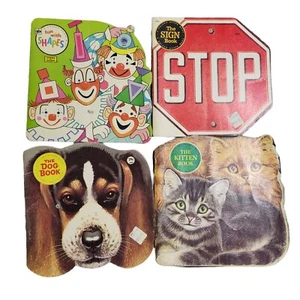 4 Golden Shape Books Shapes Stop Kitten Dog Vintage Lot of 4 Children's Early - Imagen 1 de 12