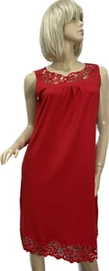 NUEVO CON ETIQUETAS $79 Vestido recto Peter Nygard PETITE MEDIUM PM rojo sin mangas K/L mezcla de algodón - Imagen 1 de 16