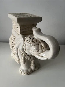 DEKORATIVER VINTAGE KERAMIK INDISCHER ELEFANT PFLANZENSTÄNDER HOCKER S/M - Bild 1 von 9
