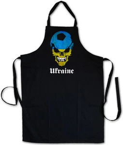 UKRAINE FOOTBALL SOCCER SKULL GRILLSCHÜRZE KOCHSCHÜRZE - Fan Hooligan Fußball - Picture 1 of 1