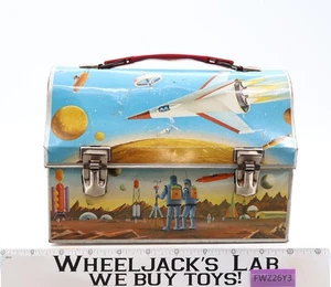 ASTRONAUT Raketenschiff Weltraum Metall Kuppel Brotdose Thermoskanne Marke 1960 - Bild 1 von 7