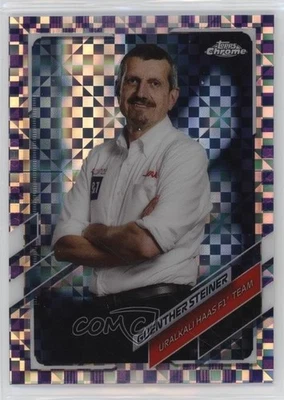 2021 Chrome Formula 1 F1 Crew Purple Checker Flag Refractor Guenther Steiner - Image 1 of 2