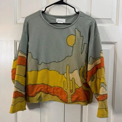 Sudadera corta Anthropologie Southwestern Desert Patchwork para mujer XXS XS Foto 1 de 4