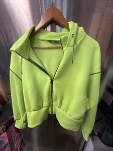 Zara fluoreszierende grüne Kurzjacke mit Kapuze Made in Turkey - Bild 1 von 15