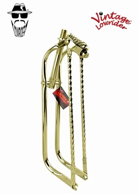 Vintage Lowrider 26" Bent Leg Classic Springer Gold Fork w/Square Twisted Bars. - Image 1 of 3