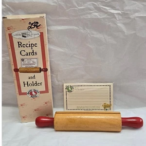 Cobble Creek Gooseberry Patch Recipe Cards and Holder Rolling Pin NEW - Picture 1 of 2